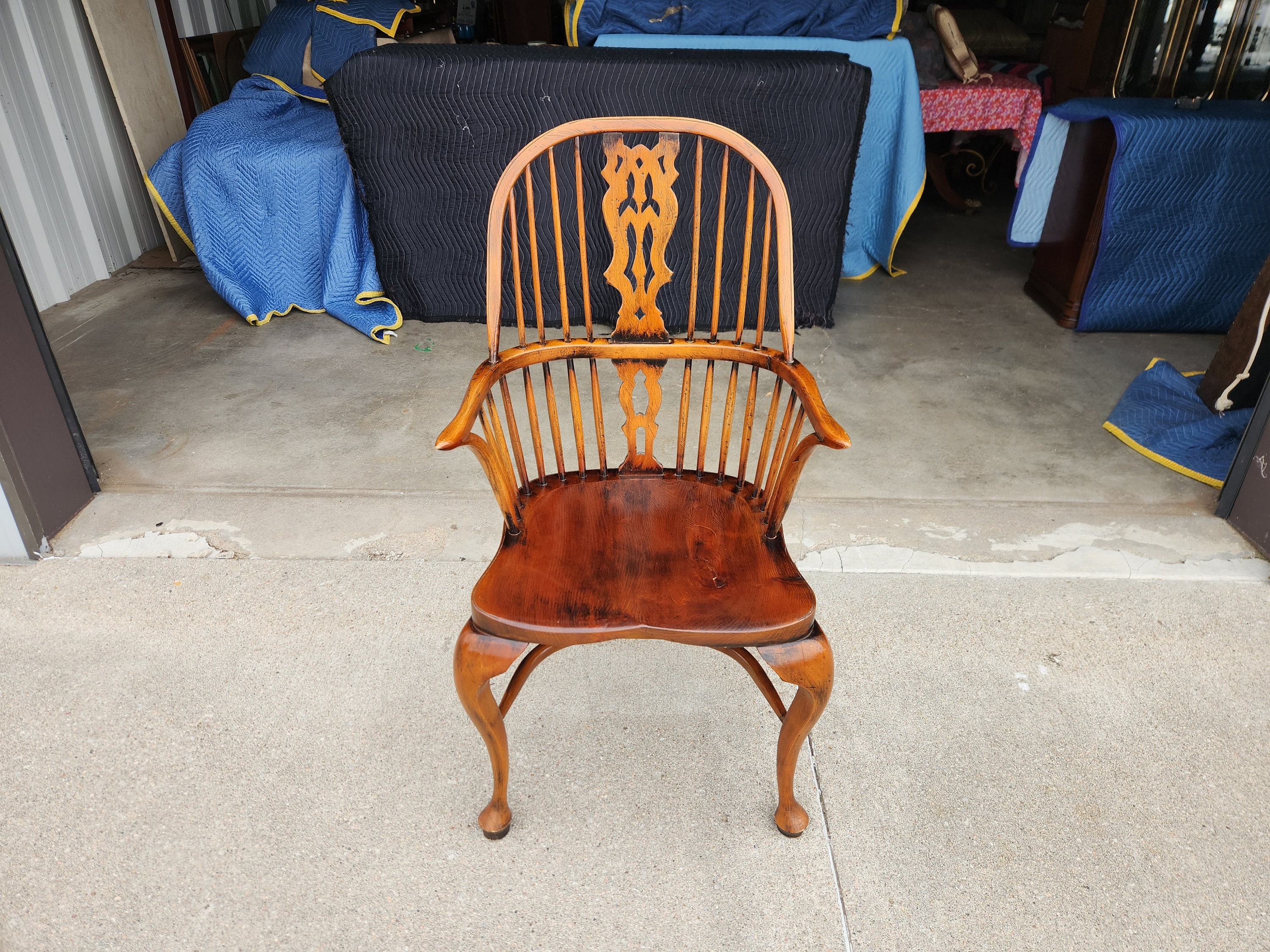Antique English Handmade Windsor Chair Cabriole Front Legs Great