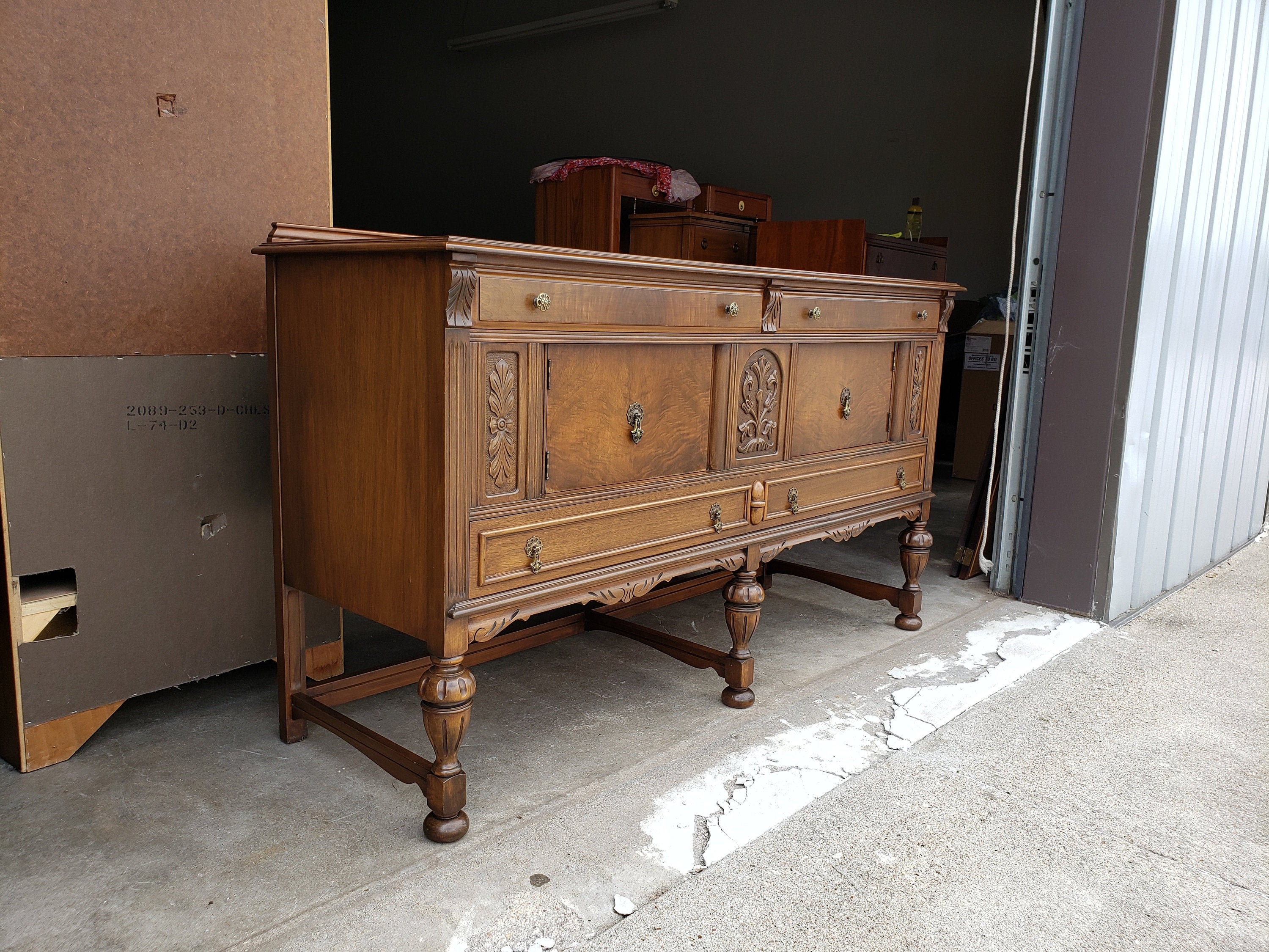 Antique Landstrom Furniture Company Walnut Buffet Etsy