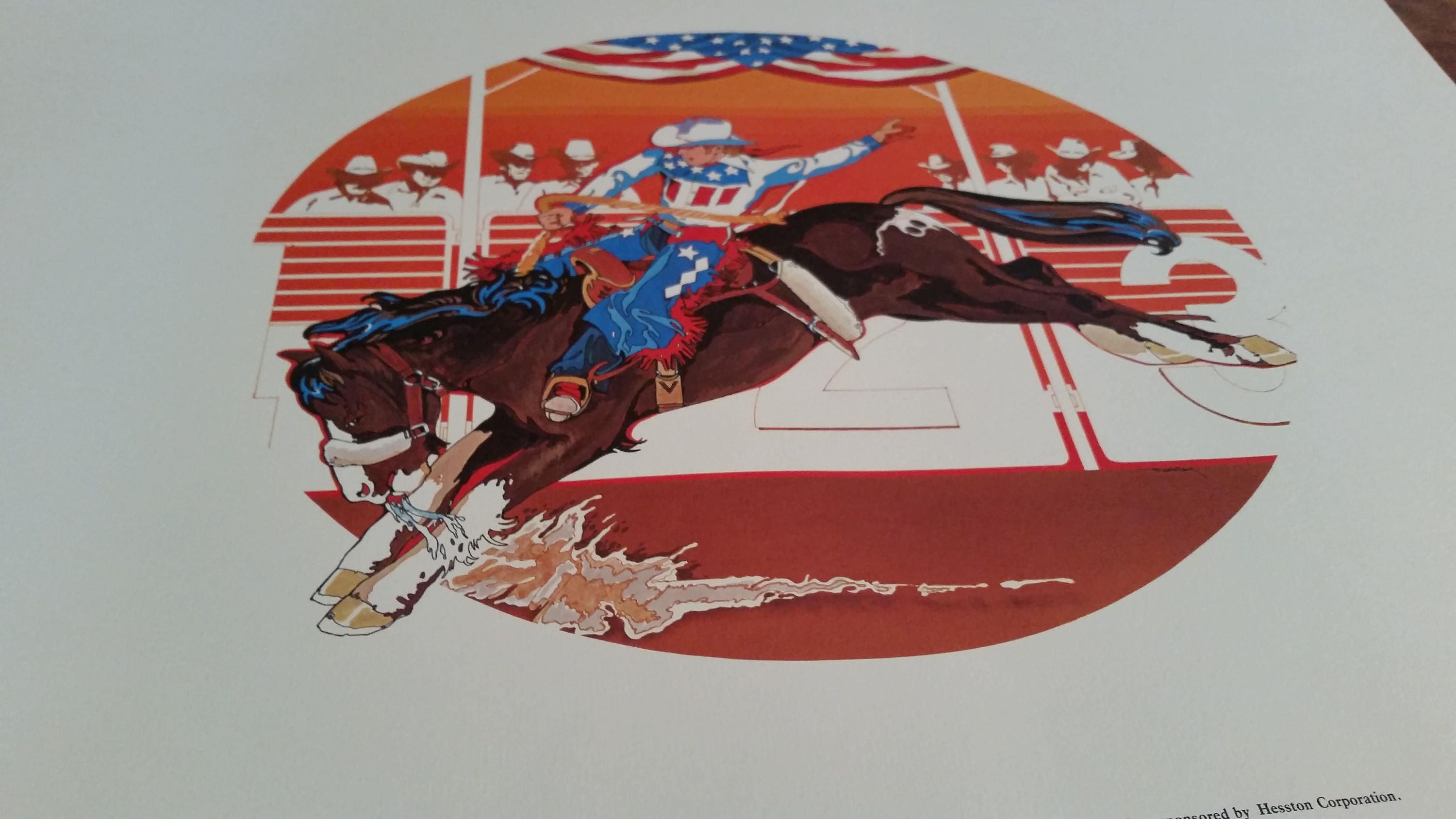 Vintage Hesston Rodeo Lithograph National Finals Rodeo Commemorative ...