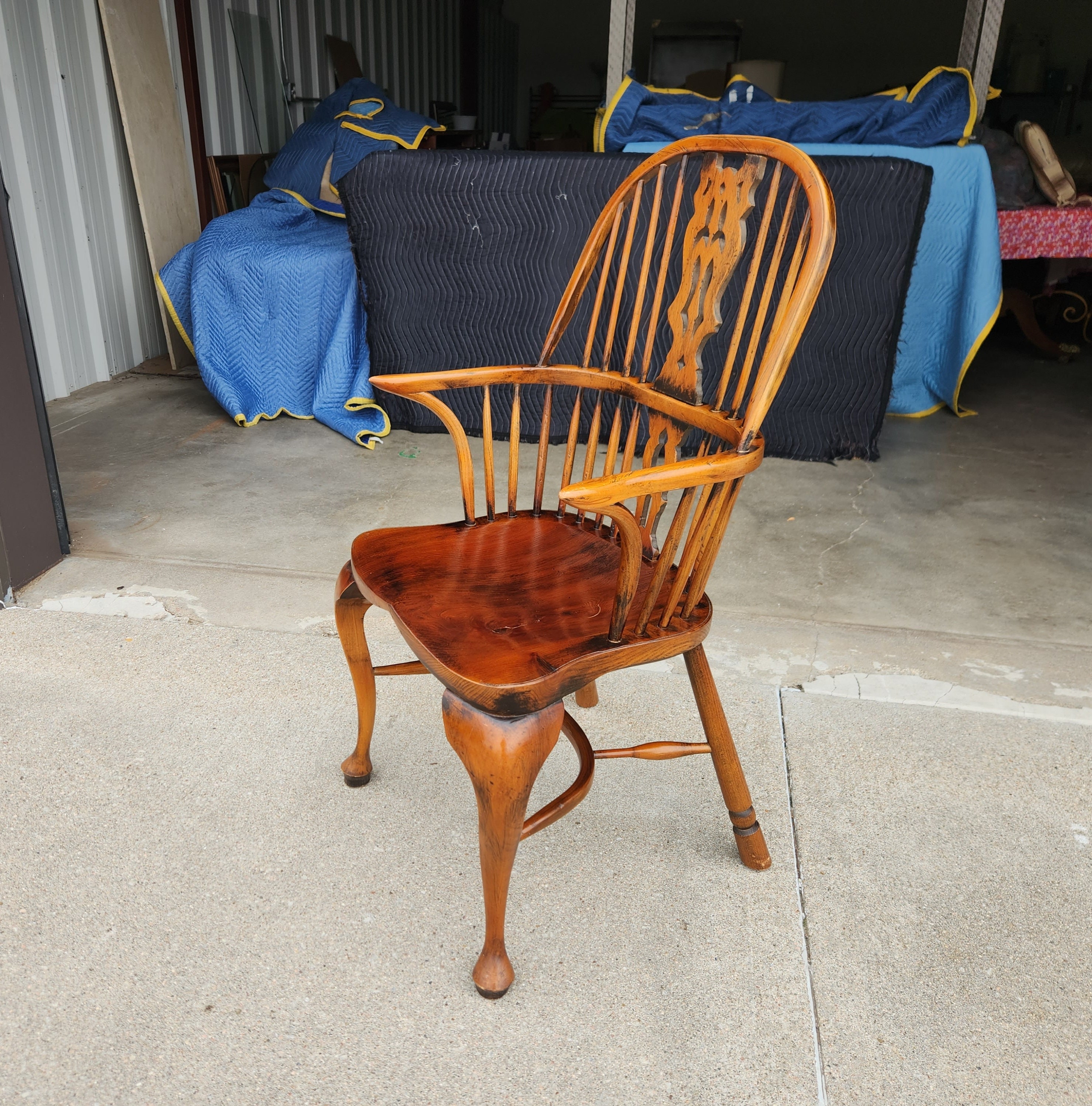 家具 Vintage Windsor chair Vintage 1985 Black With Natural Arms Windsor Chair