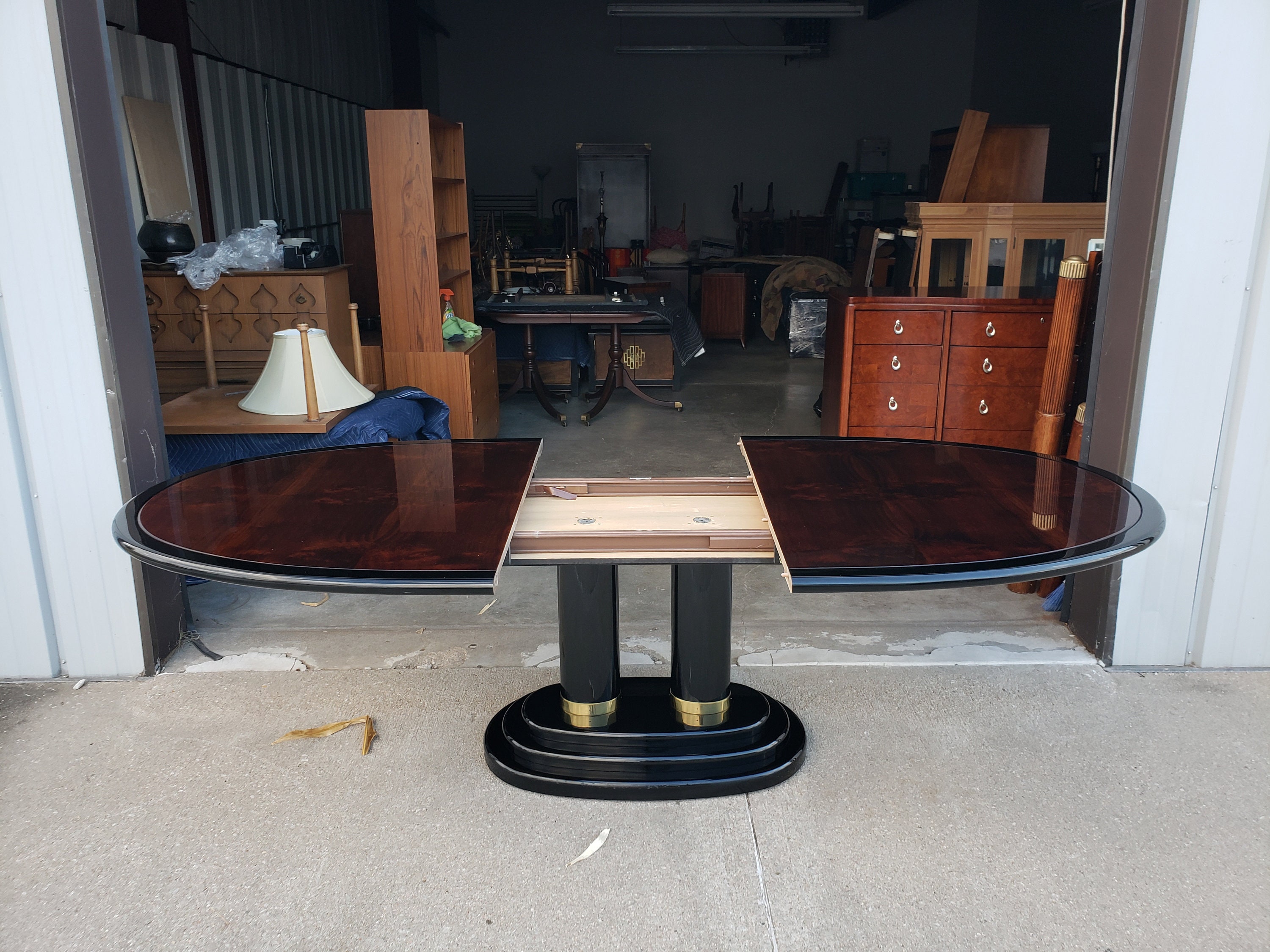 Vintage Henredon Scene III Pedestal Dining Table Black Lacquer Etsy