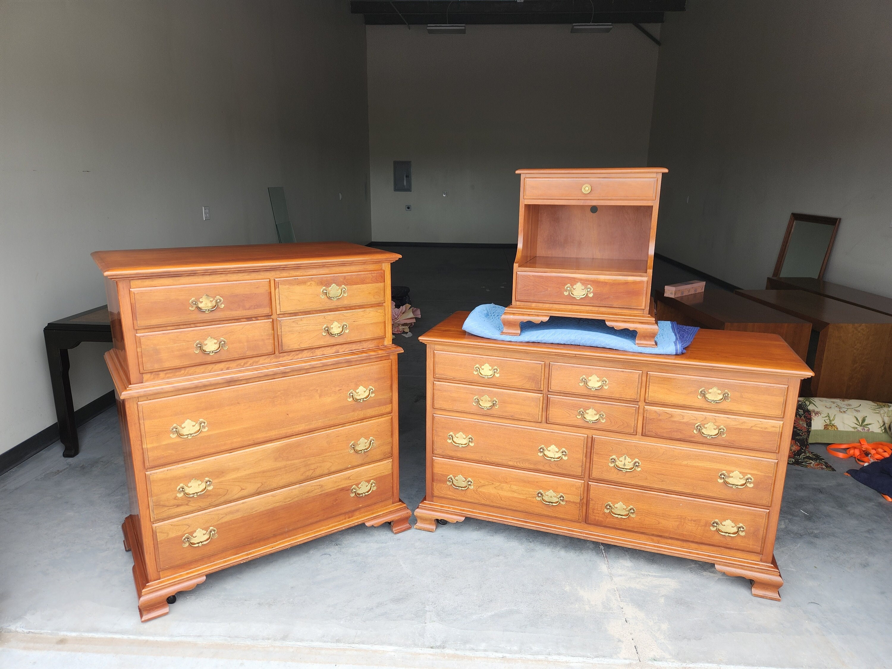 Vintage 1960's Kling Solid Cherry Bedroom Set Mid Century 3 Piece