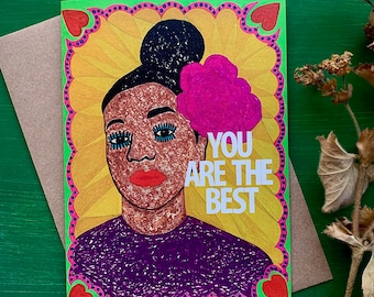 Vous êtes la meilleure carte | Carte de motivation A6 | Affirmation | Positivité | Carte vierge | Art Illustré | Carte d'anniversaire colorée | Cadeau