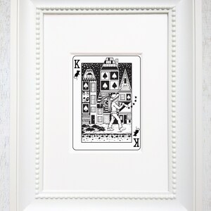 Pifferaio magico, arte del pifferaio magico, arte della parete delle carte da gioco, arte fiabesca, stampa artistica opaca, 5 "X7" "Il re dei topi"