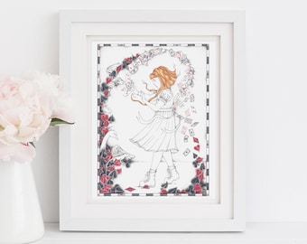 Alice in Wonderland Wall Art, Alice in Wonderland Print, Alice in Wonderland Decor, art print, playing cards,"A Pack of Cards"