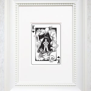 Impressão artística de Aladdin, arte de parede de Aladdin, arte de parede de cartas de baralho, arte de gênio, arte de conto de fadas, As Mil e Uma Noites, 5"X7" "O Rei das Lâmpadas"