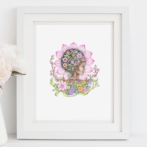 Frühling Personifikation, Jugendstil inspirierter Druck, 8.5&quot;X11&quot; Kunstdruck, Illustration Frühling, Jahreszeiten, &quot;&quot;Spring&quot;&quot;