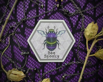 Bee Spooky die Cut Vinyl Sticker, bee sticker, vinyl sticker, cute sticker, bumble bee