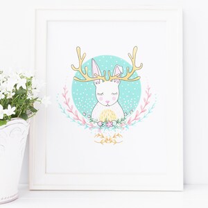 jackalope art print, jackalope art, cute jackalope,