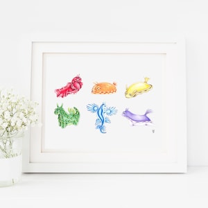 Nudibranch Art Print, Nudibranch inspired art, Sea Slug art, Cute Nudibranchs, Cute Sea Slugs, Nudi print, Ocean creature art print