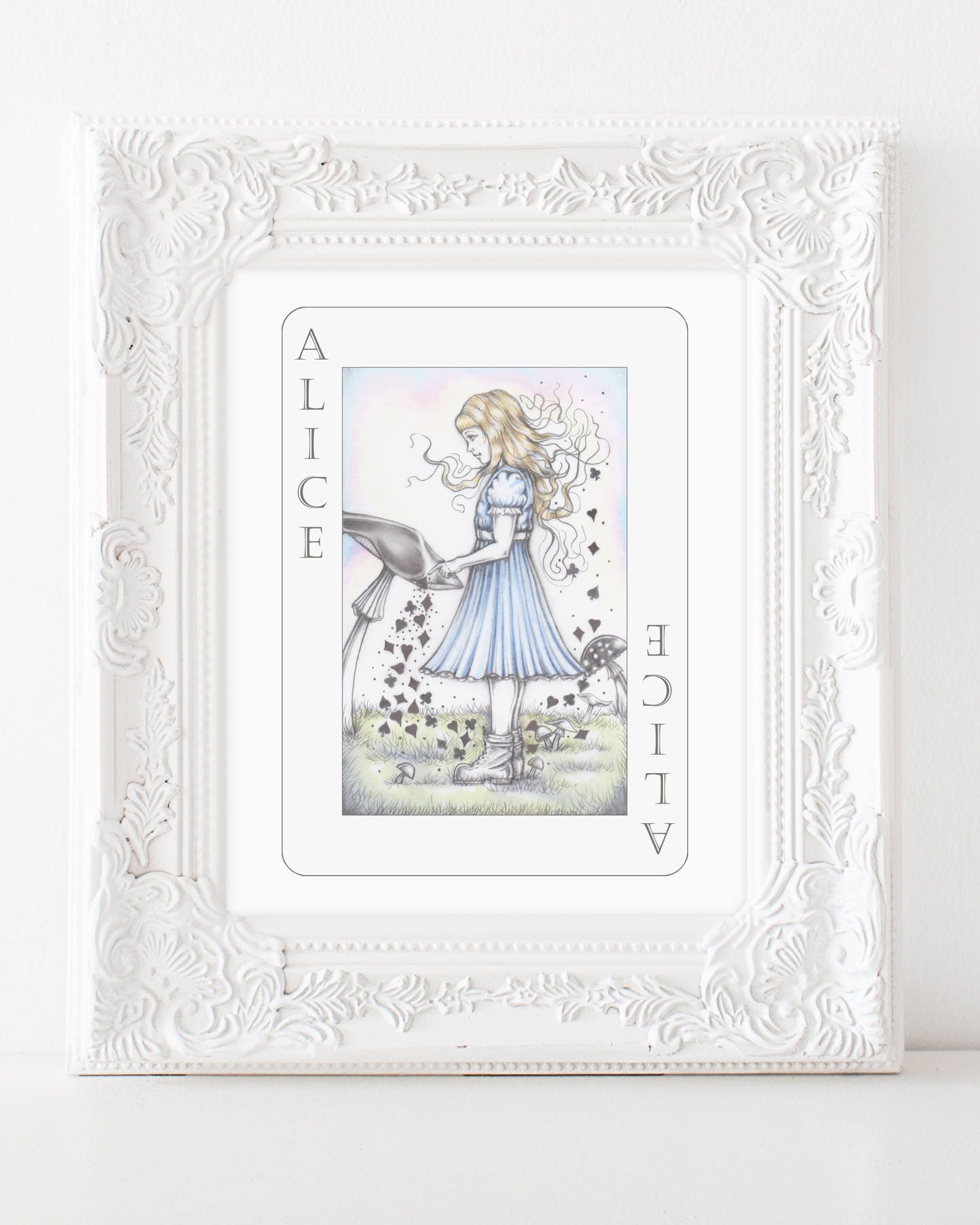 ALICE IN WONDERLAND】手描き イラスト アート 絵画