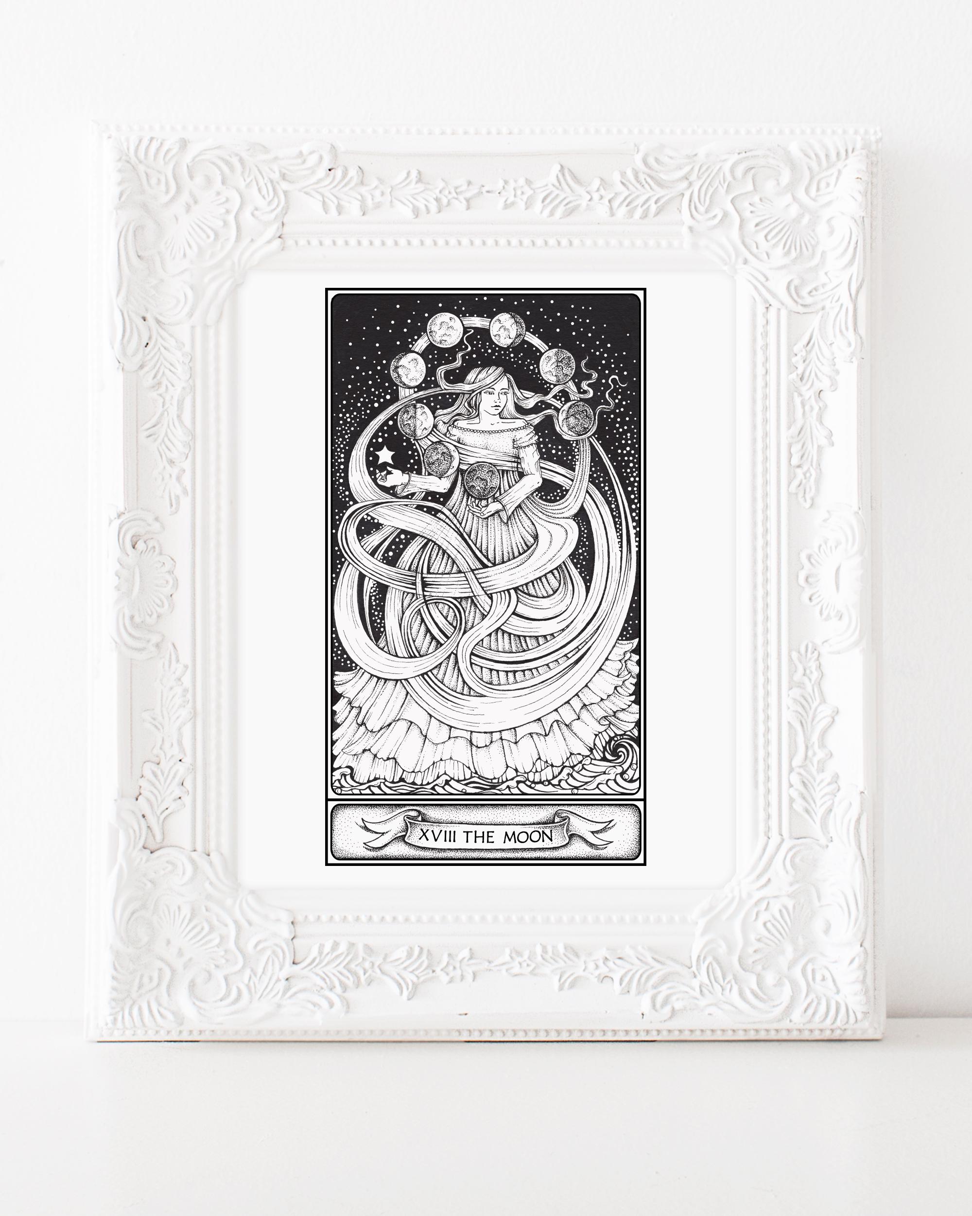 The Moon Tarot Art Print, Frameable Art, Wall Art for Tarot Fan