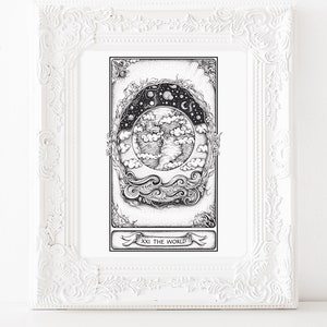 Tarot Druck, Tarot Kartenkunst, Tarot Wandkunst, einrahmbare Wandkunst, Kunst für Tarot-Leser, Tarot, große Arcana, die Welt