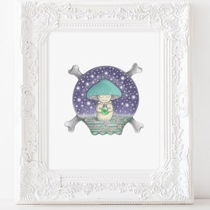Mushroom print, poison mushroom, cute mushroom art print, cute print, spooky art, Halloween vibes 8x10&quot; &quot;poison mushie&quot;