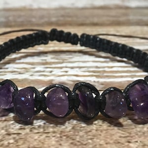 Amethyst Bracelet / Chakra Healing Bracelet / Healing Crystal Bracelet / Raw Crystal Jewelry