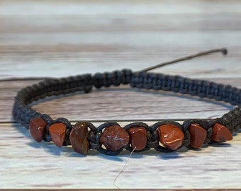 Red Jasper Bracelet / Root Chakra Bracelet / Healing Crystal Jewelry / Grounding Gemstone Bracelet for Strength