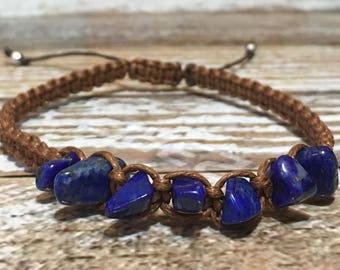 Lapis Lazuli Bracelet / Healing Crystal Bracelet / Raw Gemstone Jewelry / Chakra Bracelet for Intuition & Wisdom