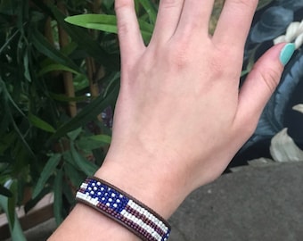 American Flag Bracelet / 4th Of July / American Flag Jewelry / Healing Crystal Bracelet / Chan Luu Bracelet