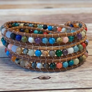 Mixed Stone Wrap Bracelet / Chan Luu Style Wrap Bracelet / Energy Bracelet / Healing Crystal Bracelet / Chan Luu Bracelet / Chakra Bracelet