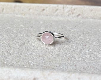 Rose Quartz Ring / Sterling Silver Handmade Gemstone Jewelry / Love & Compassion Crystal Ring / Dainty Minimalist Everyday Ring
