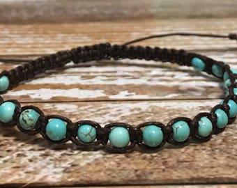 Turquoise Bracelet / Chakra Healing Bracelet / Yoga Bracelet / Crystal Jewelry for Communication & Protection