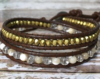 Healing Crystal Bracelet / Chan Luu Style Wrap Bracelet / Chakra Jewelry / Healing Crystal Jewelry / Bohemian Bracelet