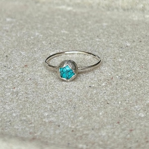 Turquoise Ring – Sterling Silver Stacking Ring, Dainty Minimalist December Birthstone Jewelry