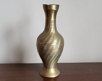 Vintage Solid Brass Vase ~~~ Gold Metal Home Decor