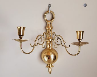 Vintage Brass Candle Wall Sconce ~ Golden Home Wall Decor