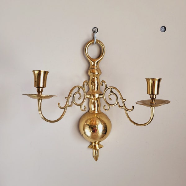 Vintage Brass Candle Wall Sconce ~ Golden Home Wall Decor