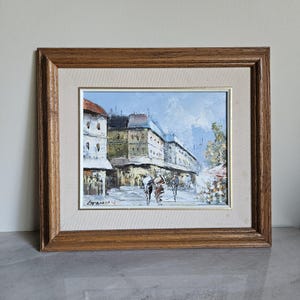 Vintage Abstract Parisian Street Scene ~ Oil on Canvas French Painting