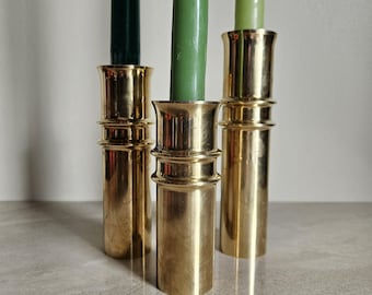 Mid Century Brass Candle Holders ~ Vintage Metallic Gold Décor