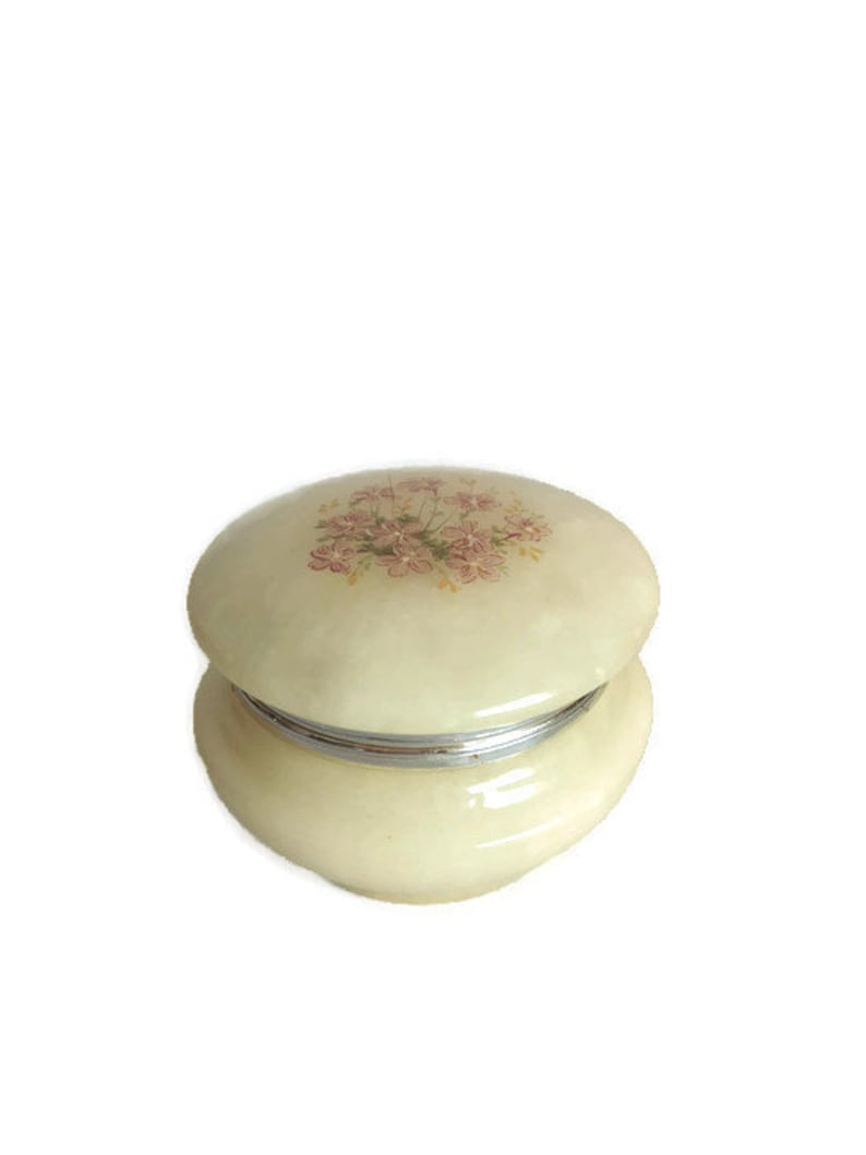 Vintage Alabaster Jewelry Box ~ Powder Box ~ Mother/'s Day Gift