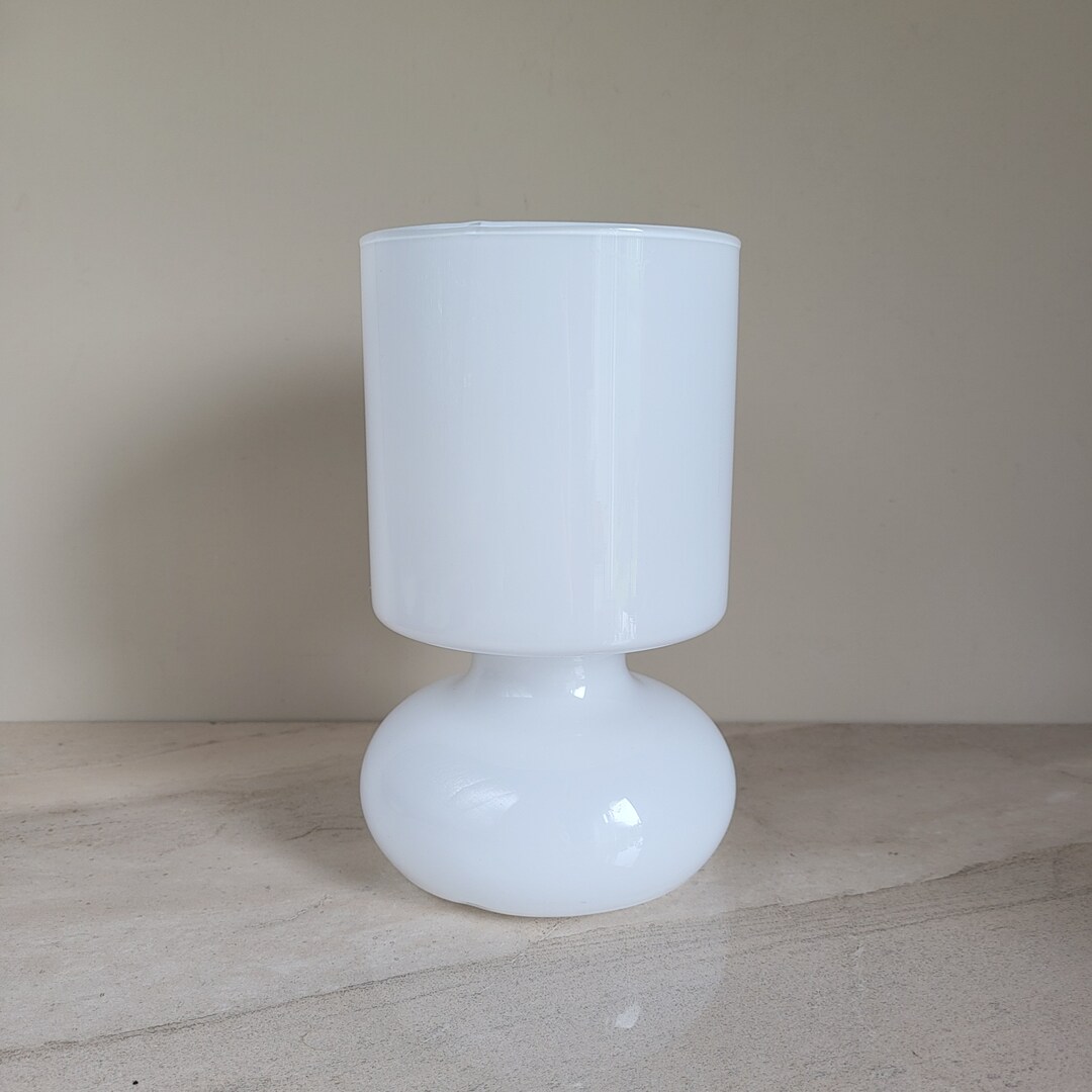 Vintage White Glass Vase Post Modern Simple Home Décor Etsy