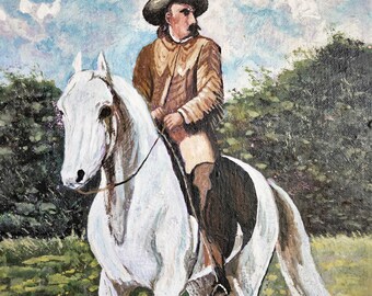 Authentic Vintage Equestrian Painting ~~ Buffalo Bill Student Study Copy