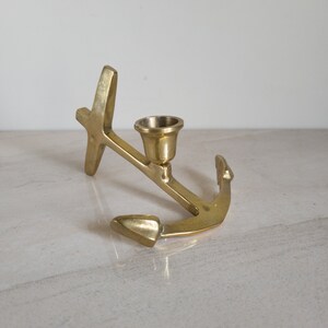 Anchor Candle Holder ~ Vintage Brass Gold ~ Nautical Home Decor