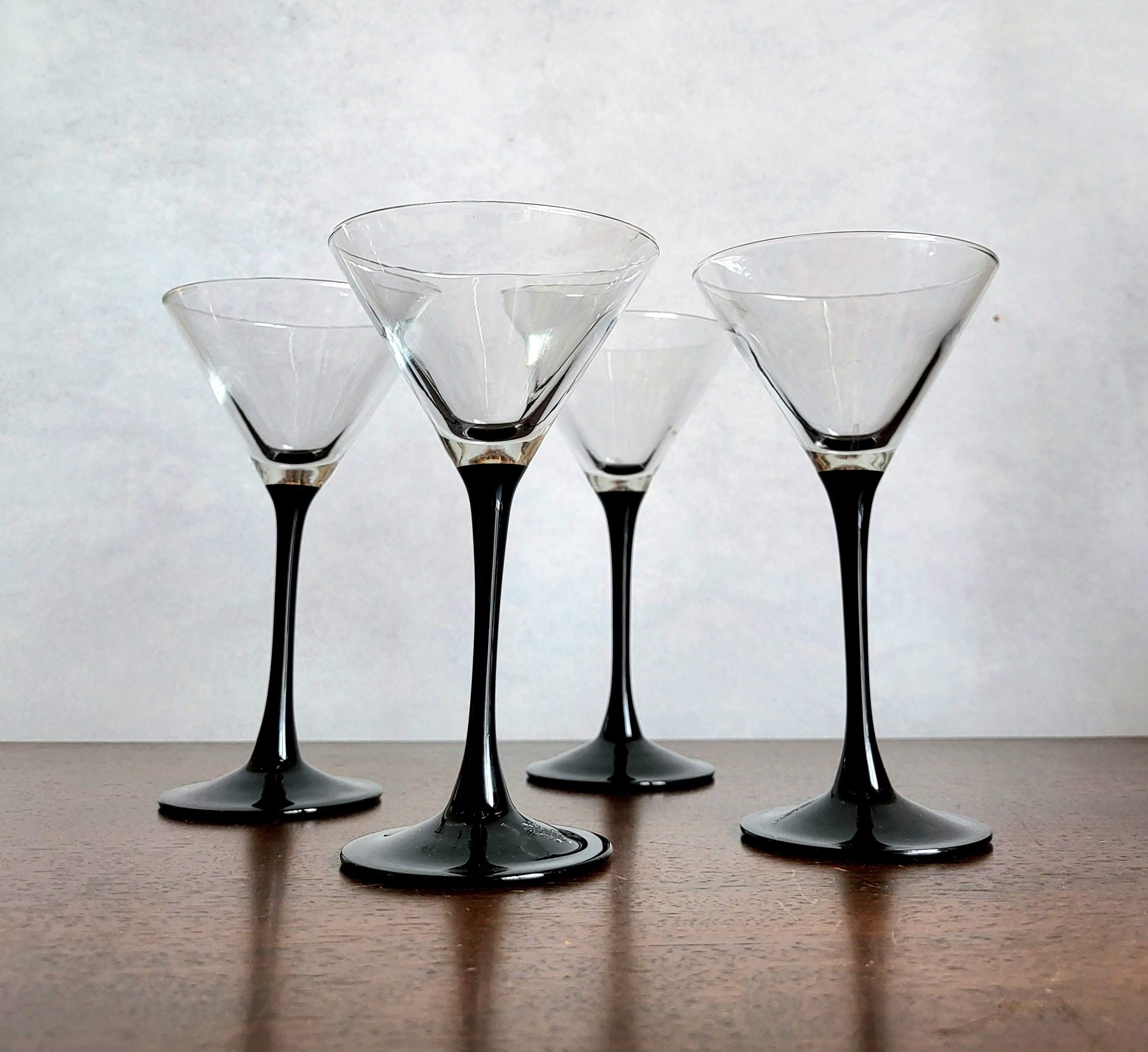 Black Martini Cocktail Shiny Glasses ~ 3 All Black Martini Set +1
