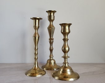 Brass Candle Holders ~  Vintage Metallic Gold Home Décor