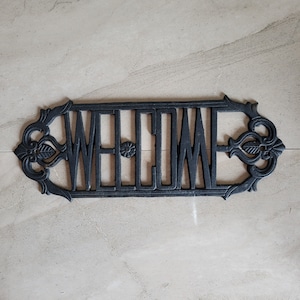 Plaque de bienvenue vintage en métal coulé, décoration de porche, cadeau à collectionner