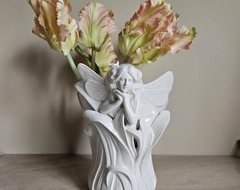 Fitz and Floyd Fairy Vase // Vintage White Home Decor