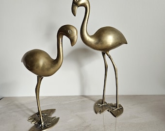 Vintage Brass Pelican Figurines // Metallic Mid Century Home Décor