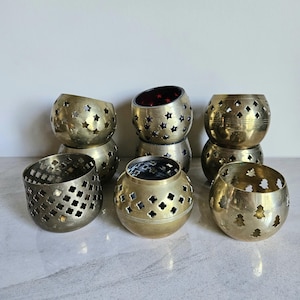 Brass Votive  Tealight Candle Holders ~ Vintage Gold Metallic Decor