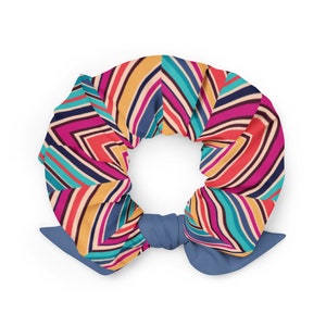 Recycled Scrunchie, Funky Colorful Stripes image 2