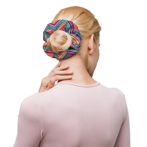 Recycled Scrunchie, Funky Colorful Stripes image 5