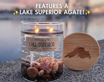 The Original- Lake Superior Gel Candle  | lake superior gift | agate candle | agates | agate collector | great lakes | rocks
