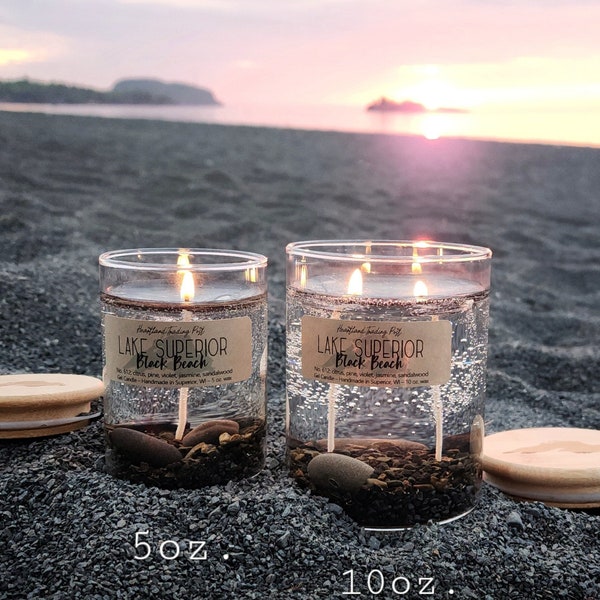 Lake Superior "Black Beach" Gel Candle | lake superior decor | Silver Bay, Minnesota | north shore | great lakes gift | rocks