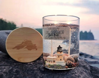 Lake Superior "Split Rock" Gel Candle | lake superior gift | lighthouse | minnesota | north shore souvenir | Two Harbors, MN