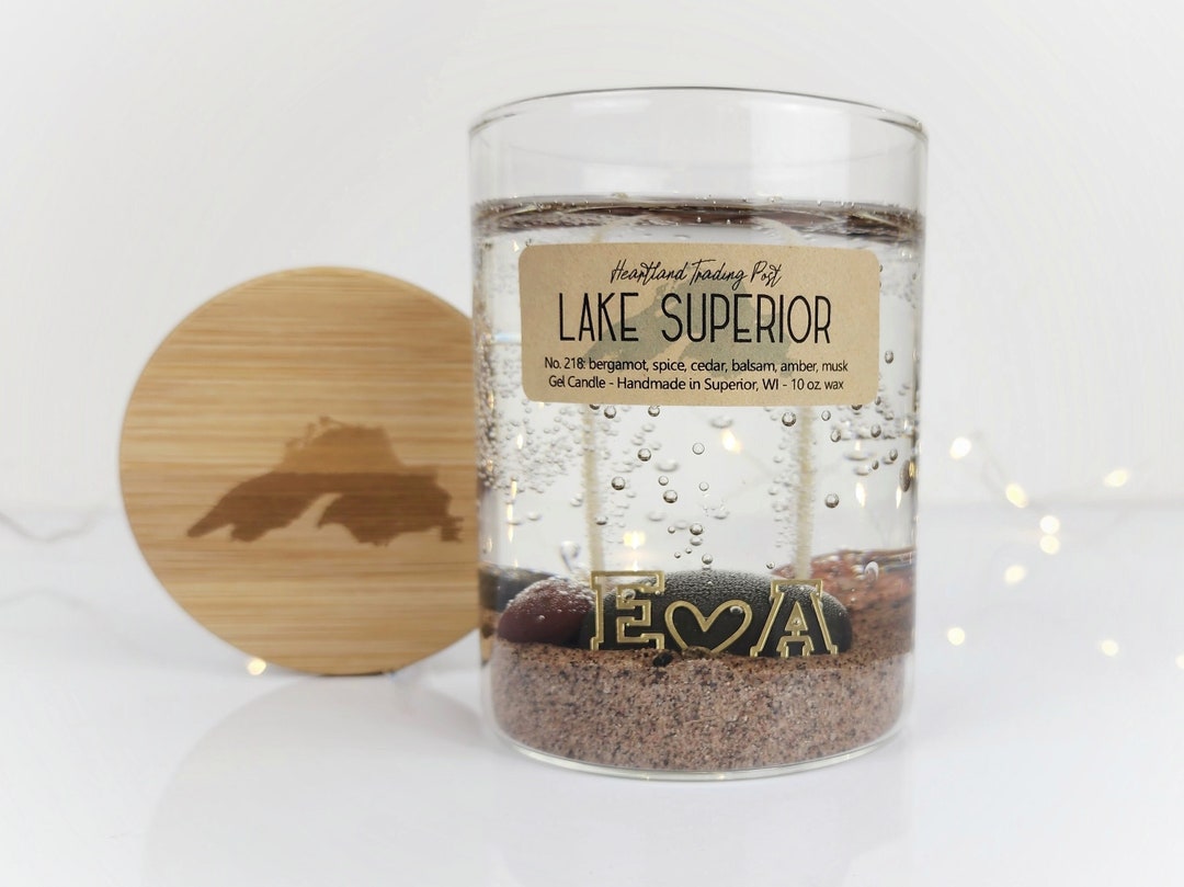 Lake Superior Custom Gel Candle regular Size, Monogrammed, Personalized