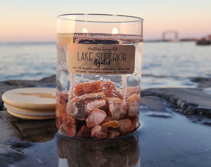 Lake Superior agates Gel Candle Lake Superior Gift Agate Candle Agates