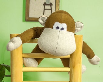 Patrón de costura en PDF de animales de peluche: orangután/chimpancé/tutorial de peluche